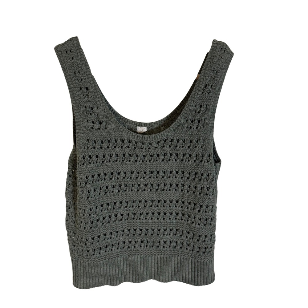 Old Navy Crochet Knit Tank Top Womens Small Sage Green Excellent Open Stitch